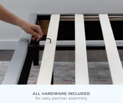 Isabelle Navy Upholstered Twin Wingback Bed -Walker Edison Shop 810547602 810547606 810547614 810547610 6