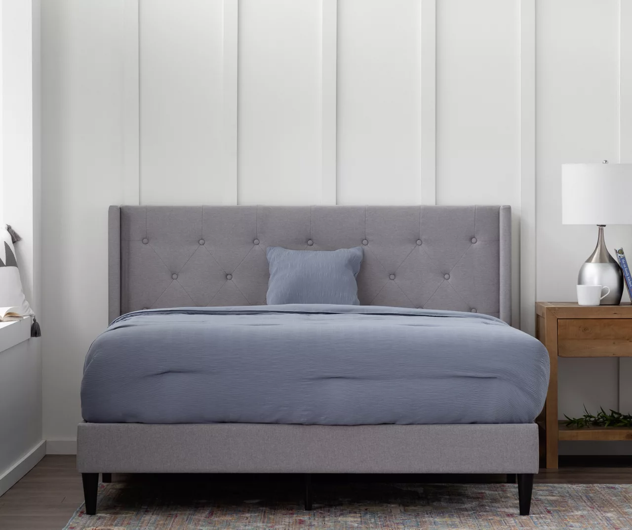 Isabelle Stone Upholstered Twin Wingback Bed 1 Isabelle Stone Upholstered Twin Wingback Bed