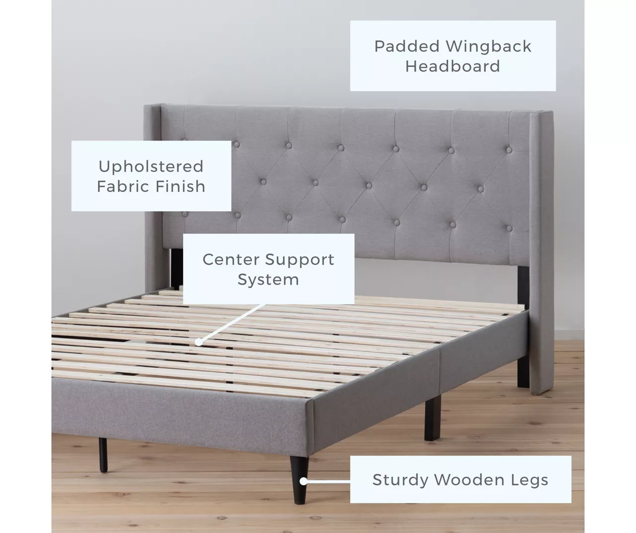 Isabelle Stone Upholstered Twin Wingback Bed 2 Isabelle Stone Upholstered Twin Wingback Bed - Image 2