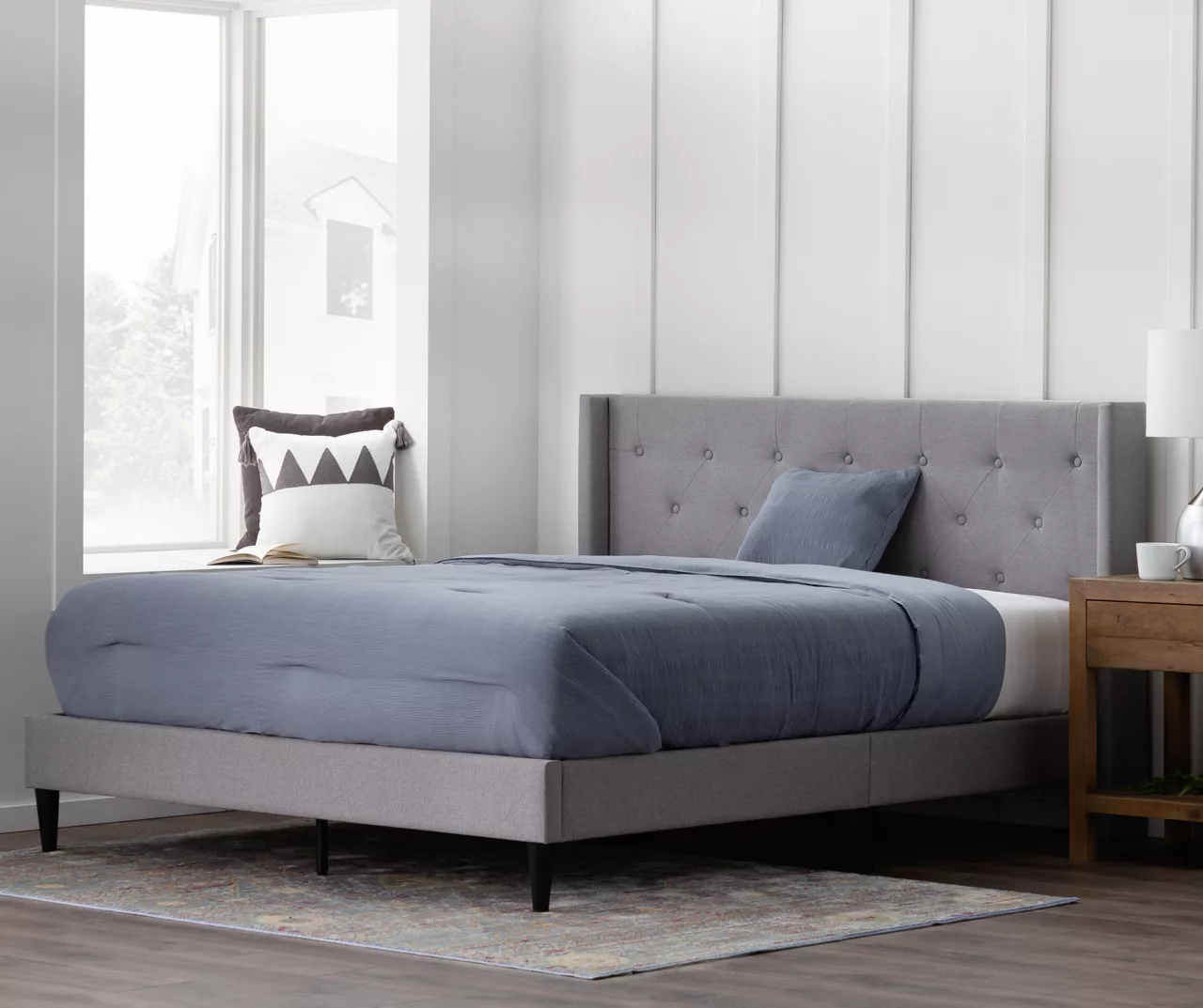 Isabelle Stone Upholstered Twin Wingback Bed 5 Isabelle Stone Upholstered Twin Wingback Bed - Image 5