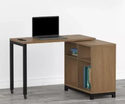 Real Living Seven Hills Metal & Melamine 4-Cube Pivot Desk With USB Charging -Walker Edison Shop 810561090 1 1