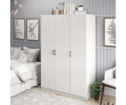 Ivory Oak 3-Door Storage Wardrobe -Walker Edison Shop 810561398 2