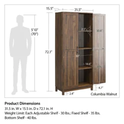 Seven Hills Columbia Walnut 2-Door Storage Cabinet -Walker Edison Shop 810563167 71