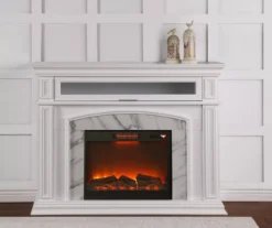 62" Grand White Faux Marble Electric Fireplace -Walker Edison Shop 810570728 3