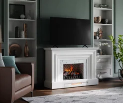 53.5" White Marble Petite Grand Electric Fireplace -Walker Edison Shop 810570829 4