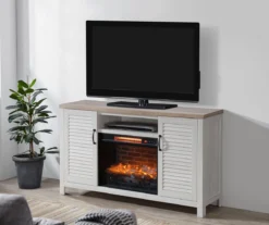 54" 2-Tone Shutter Door Electric Fireplace Console -Walker Edison Shop 810571321 A8 02