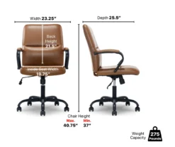 Camel Brown Vegan Leather Office Chair -Walker Edison Shop 810583520 A6