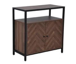 Walnut Chevron 2-Door Storage Cabinet -Walker Edison Shop 810584249 A1