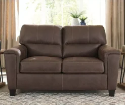 Navi Chestnut Faux Leather Loveseat -Walker Edison Shop 810587484 5 1