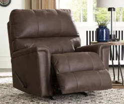 Navi Chestnut Faux Leather Rocker Recliner -Walker Edison Shop 810587485 71