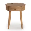 Medium Mango Round Side Table With USB Charging