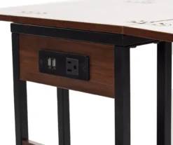 Walnut Drop-Leaf C Side Table With USB Charging -Walker Edison Shop 810587517 3