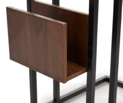 Walnut Drop-Leaf C Side Table With USB Charging -Walker Edison Shop 810587517 4