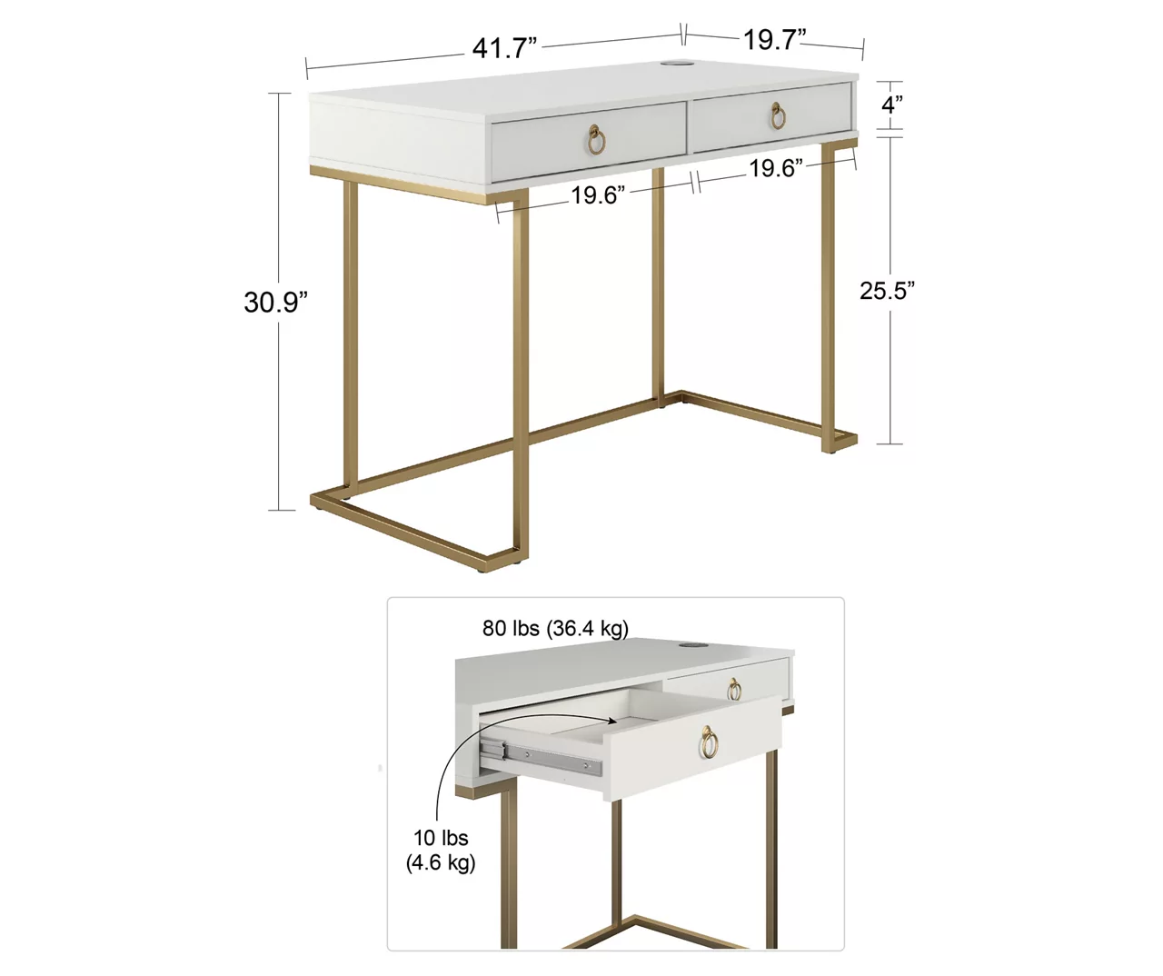 Camila Gray Writing Desk With Wireless Charging 6 Camila Gray Writing Desk With Wireless Charging - Image 6