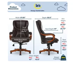 Conway Dark Brown Big & Tall Bonded Leather Office Chair -Walker Edison Shop 810590381 6