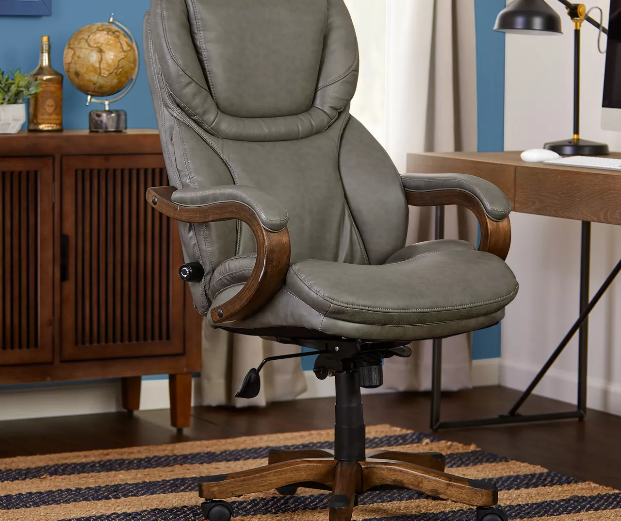 Conway Gray Big & Tall Bonded Leather Office Chair 4 Conway Gray Big & Tall Bonded Leather Office Chair - Image 4