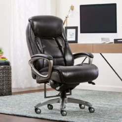 Lautner Gray Executive Bonded Leather Office Chair -Walker Edison Shop 810590397 21 1