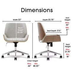 Ophelia Fabric Office Chair -Walker Edison Shop 810590405 71