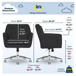 Serta Ashland Fabric Office Chair -Walker Edison Shop 810590407 61