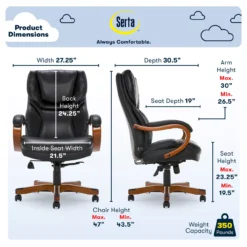 Serta Conway Big & Tall Bonded Leather Office Chair -Walker Edison Shop 810590408 71 1
