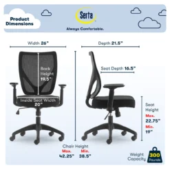 Production Black Mesh Office Chair -Walker Edison Shop 810590412 61