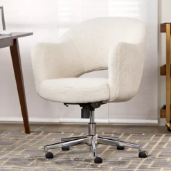 Valetta Cream Faux Fur Office Chair 14 Valetta Cream Faux Fur Office Chair -Walker Edison Shop 810590414 21