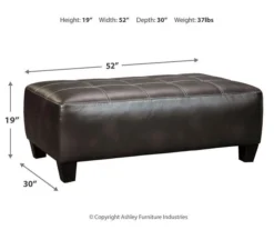 Nokomis Charcoal Faux Leather Oversize Accent Ottoman -Walker Edison Shop 810594650 3