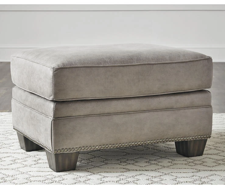 Olsberg Steel Faux Suede Ottoman 2 Olsberg Steel Faux Suede Ottoman - Image 2