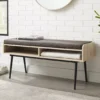 Walker Edison Diaz Birch Bench With Storm Gray Cushion