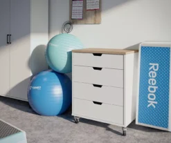 Evolution Vantage White & Weathered Oak 4-Drawer Storage Cart 10 Evolution Vantage White & Weathered Oak 4-Drawer Storage Cart -Walker Edison Shop 810597741 4