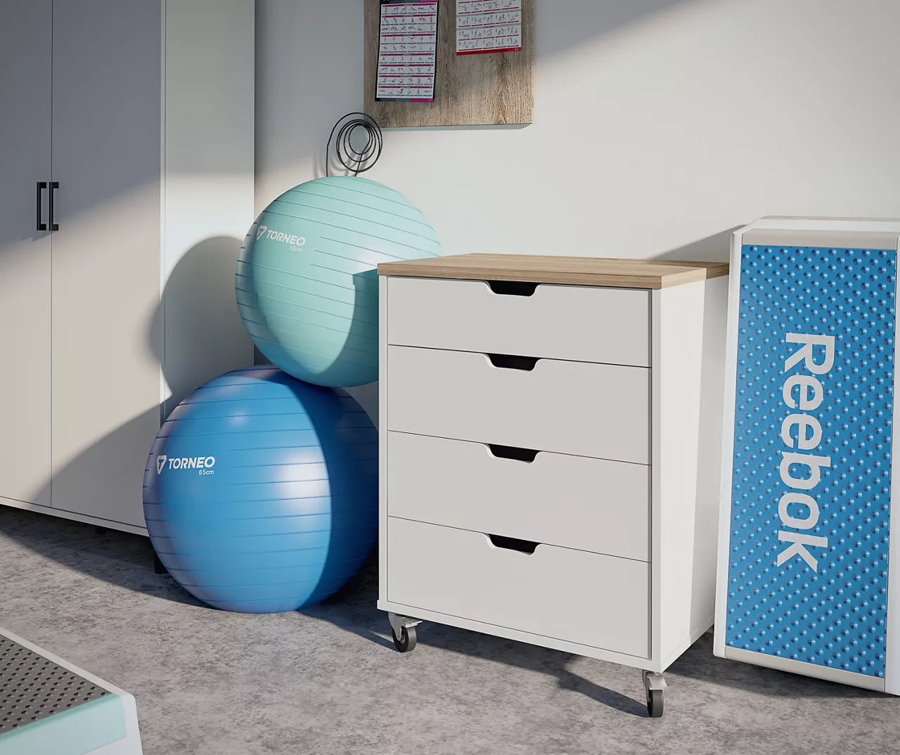 Evolution Vantage White & Weathered Oak 4-Drawer Storage Cart 5 Evolution Vantage White & Weathered Oak 4-Drawer Storage Cart - Image 5