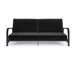 DHP Elbern Black Metal Futon With Black Microfiber Cover