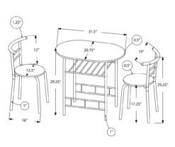 Monarch 3-Piece Dining Set -Walker Edison Shop 810598491 A7