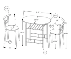Monarch 3-Piece Dining Set -Walker Edison Shop 810598492 A7