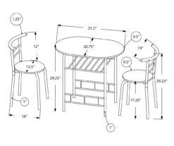 Monarch 3-Piece Dining Set -Walker Edison Shop 810598493 A7