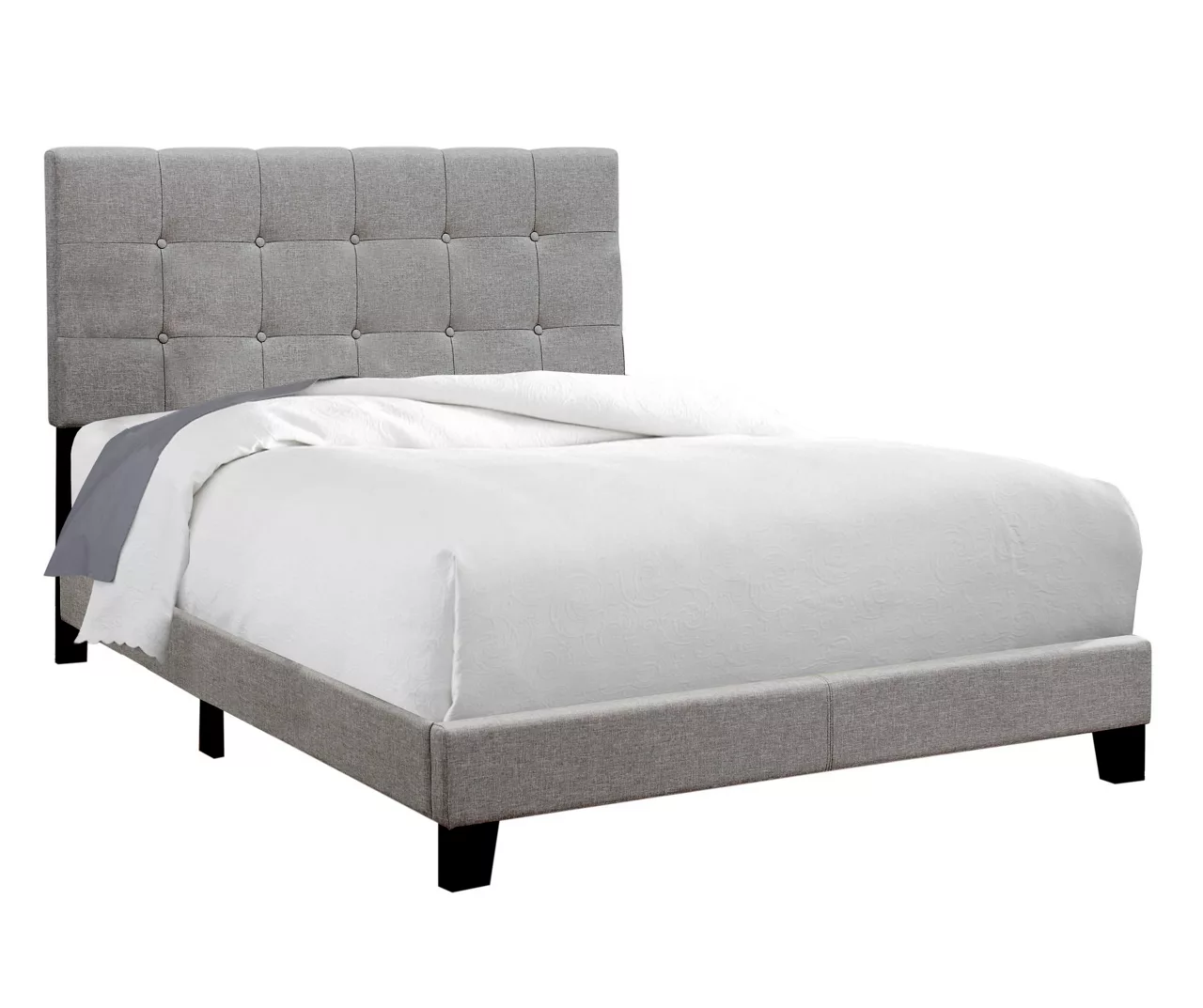 Monarch Linen Tufted Low Profile Bed 3 Monarch Linen Tufted Low Profile Bed - Image 3