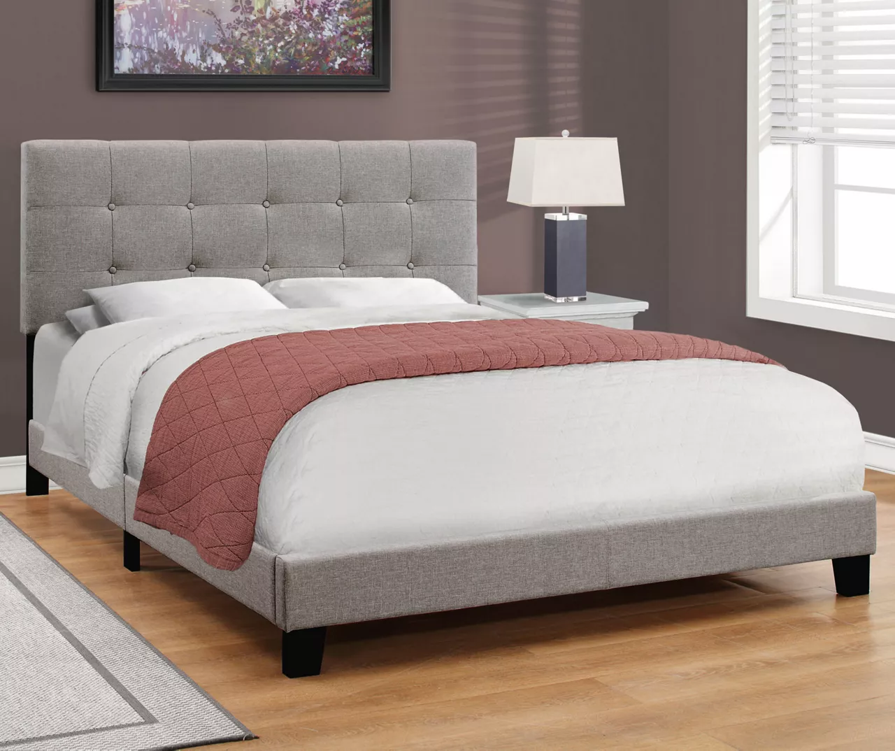 Monarch Linen Tufted Low Profile Bed 14 Monarch Linen Tufted Low Profile Bed - Image 14