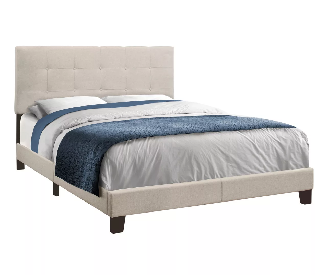 Monarch Linen Tufted Low Profile Bed 2 Monarch Linen Tufted Low Profile Bed - Image 2