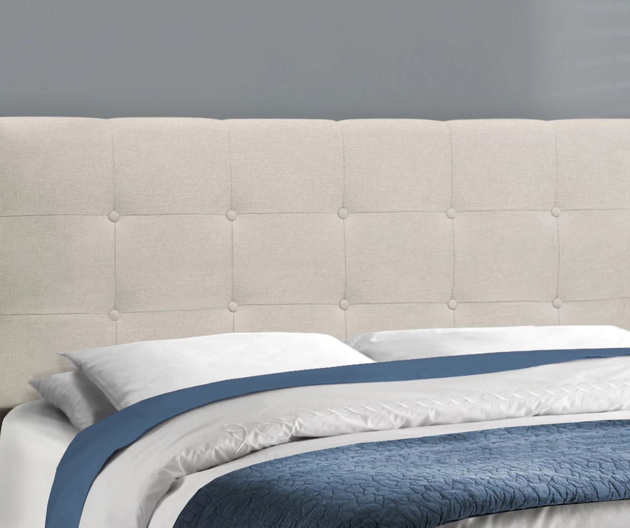 Monarch Linen Tufted Low Profile Bed 9 Monarch Linen Tufted Low Profile Bed - Image 9