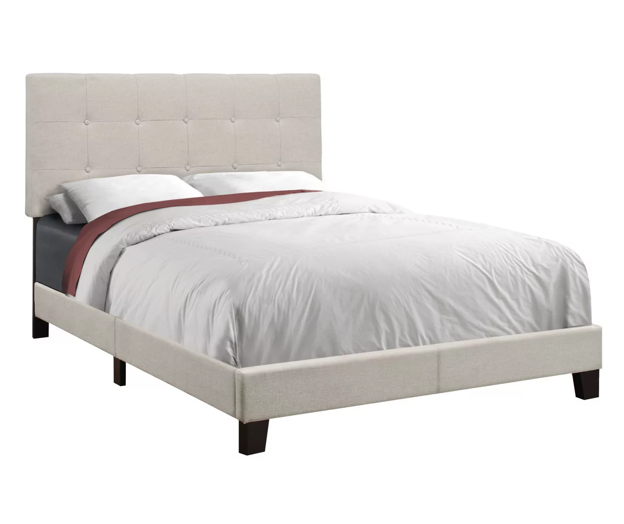 Monarch Linen Tufted Low Profile Bed 1 Monarch Linen Tufted Low Profile Bed