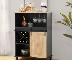Black & Light Brown Sliding Door Wine Cabinet -Walker Edison Shop 810598580 A0 2