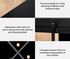 Black & Light Brown Sliding Door Wine Cabinet -Walker Edison Shop 810598580 A0 7