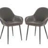 Mid-Century Modern Gray Faux Leather Dining Chairs, 2-Pack