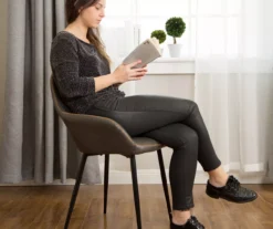 Mid-Century Modern Gray Faux Leather Dining Chairs, 2-Pack -Walker Edison Shop 810598715 A0 3 1