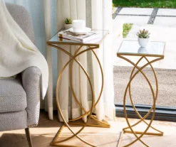 Gold Glass Top 2-Piece Nesting Accent Table Set -Walker Edison Shop 810598720 A0 2