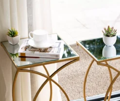 Gold Glass Top 2-Piece Nesting Accent Table Set -Walker Edison Shop 810598720 A0 5