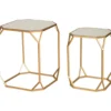 Gold Glass Top 2-Piece Nesting Side Table Set