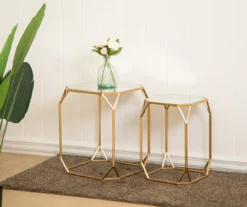 Gold Glass Top 2-Piece Nesting Side Table Set -Walker Edison Shop 810598721 A0 3