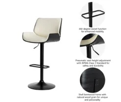 Glitzhome Mid-Century Modern Faux Leather Adjustable Bar Stools, 2-Pack -Walker Edison Shop 810598738 A0 5