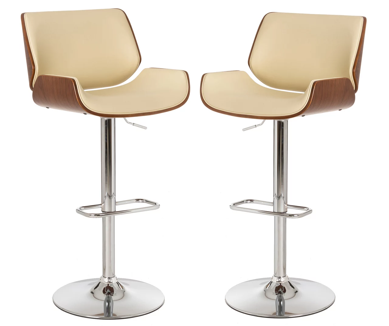 Glitzhome Mid-Century Modern Faux Leather & Chrome Adjustable Bar Stools, 2-Pack 1 Glitzhome Mid-Century Modern Faux Leather & Chrome Adjustable Bar Stools, 2-Pack